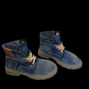 GSSZO Chunky Denim Work Boot Style Street Wear Rugged Urban Grit Lug Soles Men 9